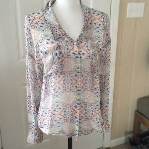 Free People sheer geometric patterned top